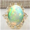 Image 1 : 8.87 CTW Natural Opal And Diamond Ring In 14K Yellow Gold