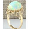 Image 3 : 8.87 CTW Natural Opal And Diamond Ring In 14K Yellow Gold