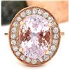Image 1 : 10.57 CTW Natural Kunzite 18K Solid Rose Gold Diamond Ring