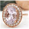 Image 2 : 10.57 CTW Natural Kunzite 18K Solid Rose Gold Diamond Ring