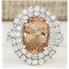 Image 1 : 5.12 CTW Natural Morganite And Diamond Ring In 18K White Gold