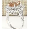 Image 3 : 5.12 CTW Natural Morganite And Diamond Ring In 18K White Gold