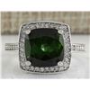 Image 1 : 7.22 CTW Natural Tourmaline And Diamond Ring 14K Solid White Gold