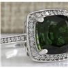 Image 2 : 7.22 CTW Natural Tourmaline And Diamond Ring 14K Solid White Gold