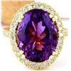 Image 1 : 9.10 CTW Natural Amethyst 18K Solid Yellow Gold Diamond Ring