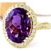 Image 2 : 9.10 CTW Natural Amethyst 18K Solid Yellow Gold Diamond Ring