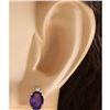 Image 3 : 2.55 CTW Natural Amethyst And Diamond Earrings 14k Solid Yellow Gold