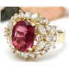 Image 2 : 5.43 CTW Natural Rubelite 18K Solid Yellow Gold Diamond Ring