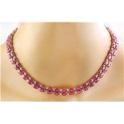 64.30 CTW Ruby 18K Yellow Gold Diamond Necklace
