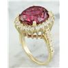 Image 3 : 9.28 CTW Tourmaline 18K Yellow Gold Diamond Ring