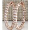 Image 1 : 2.20 CTW Natural Diamond Hoop Earrings 18K Solid Rose Gold