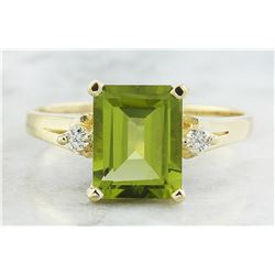 2.26 CTW Peridot 18K Yellow Gold Diamond Ring