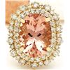 Image 1 : 11.25 CTW Natural Morganite 18K Solid Yellow Gold Diamond Ring