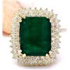 Image 1 : 20.77 CTW Natural Emerald 18K Solid Yellow Gold Diamond Ring