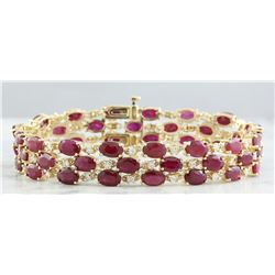 37.96 CTW Ruby 14K Yellow Gold Diamond Bracelet