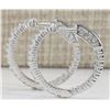 Image 2 : 1.26 CTW Natural Diamond Hoop Earrings In 14K White Gold