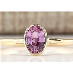 0.70 CTW Natural Pink Sapphire And Diamond Ring In 14k Yellow Gold