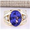 Image 1 : 9.39 CTW Natural Tanzanite And Diamond Ring In 18K Yellow Gold