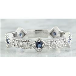 0.43 CTW Sapphire 18K White Gold Diamond Ring
