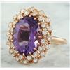 Image 2 : 10.19 CTW Amethyst 14K Rose Gold Diamond Ring