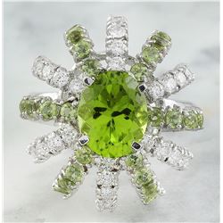 4.80 CTW Peridot 14K White Gold Diamond Ring