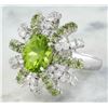 Image 2 : 4.80 CTW Peridot 14K White Gold Diamond Ring