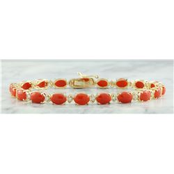 17.47 CTW Coral 18K Yellow Gold Diamond Bracelet