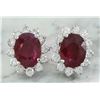 Image 1 : 4.31 CTW Ruby 18K White Gold Diamond Earrings
