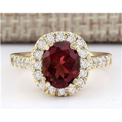 2.63 CTW Natural Pink Sapphire And Diamond Ring In 18K Yellow Gold