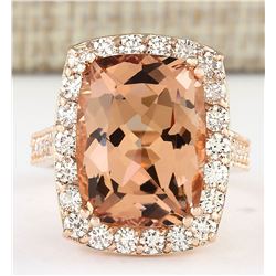 11.46 CTW Natural Morganite And Diamond Ring In 14k Rose Gold