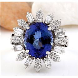 8.95 CTW Natural Tanzanite 14K Solid White Gold Diamond Ring