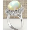 Image 3 : 8.15 CTW Natural Opal And Diamond Ring In 14K White Gold