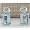 Image 1 : 2.06 CTW Natural Aquamarine And Diamond Earrings 14k Solid White Gold
