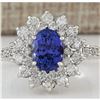 Image 1 : 3.22 CTW Natural Tanzanite And Diamond Ring In 14K White Gold