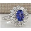 Image 2 : 3.22 CTW Natural Tanzanite And Diamond Ring In 14K White Gold