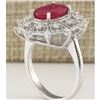 Image 3 : 3.87 CTW Natural Ruby And Diamond Ring In 18K White Gold