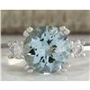 Image 1 : 2.33 CTW Natural Aquamarine And Diamond Ring In 18K Solid White Gold