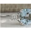 Image 2 : 2.33 CTW Natural Aquamarine And Diamond Ring In 18K Solid White Gold