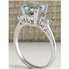 Image 3 : 2.33 CTW Natural Aquamarine And Diamond Ring In 18K Solid White Gold