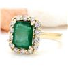 Image 2 : 4.50 CTW Natural Emerald 14K Solid Yellow Gold Diamond Ring