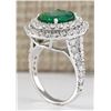 Image 3 : 4.69 CTW Natural Emerald And Diamond Ring In 14k White Gold