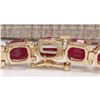 Image 2 : 30.89 CTW Natural Red Ruby Bracelet In 18K Yellow Gold