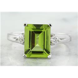 2.26 CTW Peridot 18K White Gold Diamond Ring