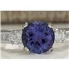 Image 1 : 2.20 CTW Natural Blue Tanzanite And Diamond Ring In 14K White Gold