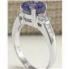 Image 3 : 2.20 CTW Natural Blue Tanzanite And Diamond Ring In 14K White Gold