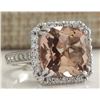 Image 2 : 7.81 CTW Natural Peach Morganite And Diamond Ring In 14K Solid White Gold