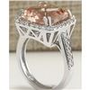 Image 3 : 7.81 CTW Natural Peach Morganite And Diamond Ring In 14K Solid White Gold