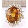 Image 2 : 28.47 CTW Natural Madeira Citrine And Diamond Ring 14k Solid Yellow Gold