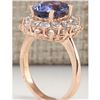 Image 3 : 4.16 CTW Natural Blue Tanzanite And Diamond Ring In 14K Solid Rose Gold