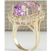 Image 3 : 26.27 CTW Natural Kunzite And Diamond Ring In 18K Yellow Gold